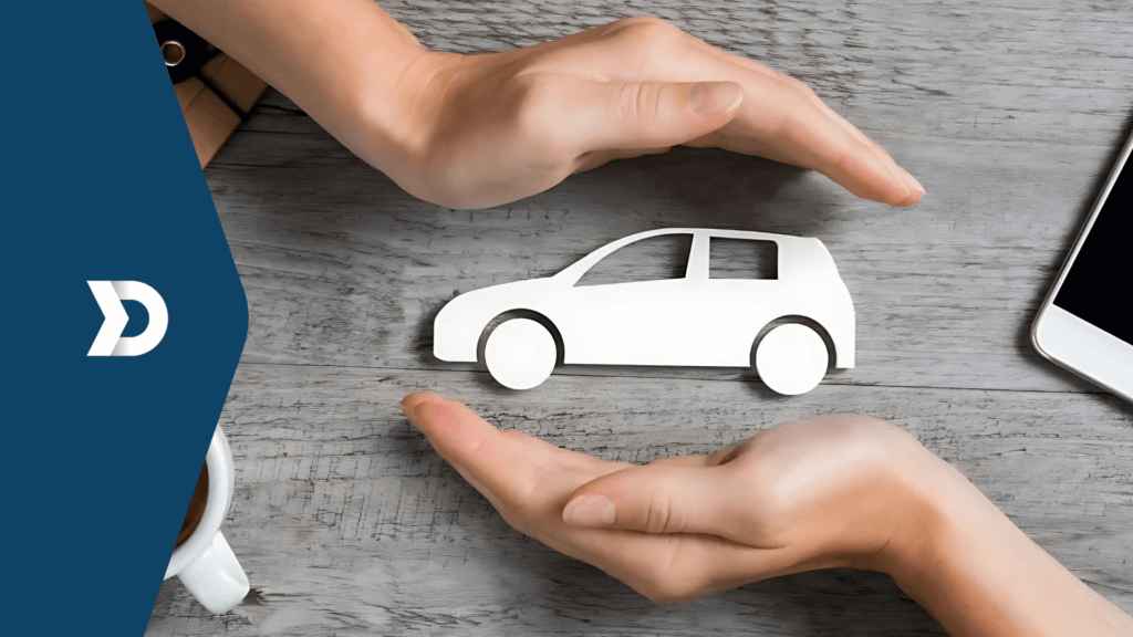 Hands protectively surrounding a car model, symbolizing the role of Damoov's mobile telematics in improving vehicle safety and insurance efficiency.