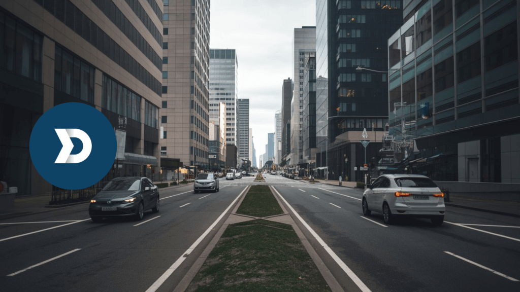 City street with cars, representing the role of Damoov's mobile telematics in usage-based insurance.