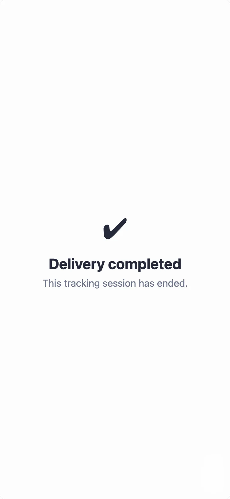 Delivery completed screen